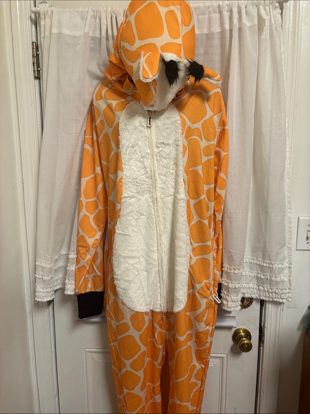 Tipsy Elves Orange and White Giraffe Men's  Onesie costume